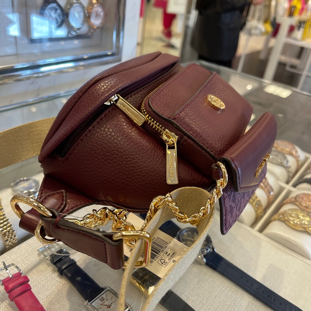 Michael Kors Maisie 2 In 1 Small Leather Waist pack Fanny pack Bag (Oxblood) MK - Picture 3 of 16